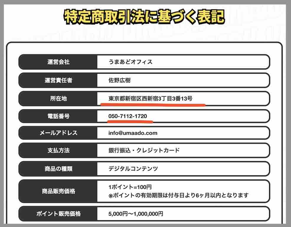 うまあどという競馬予想サイトの運営会社情報
